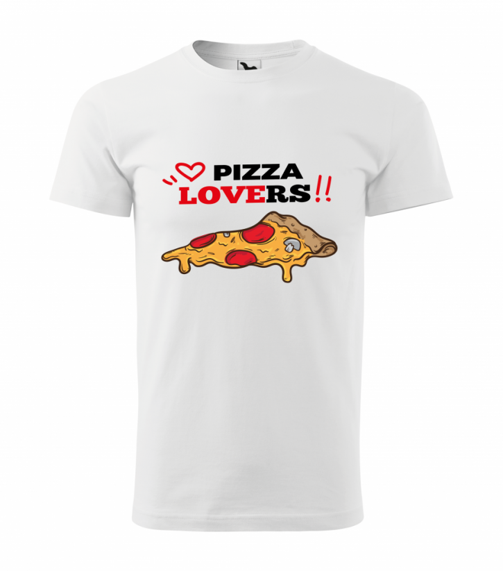 Tričko s potlačou "PIZZA LOVERS" - Strih trička: Dámske, Veľkosť trička: S, Farba: Biela