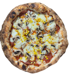 4. ROMA / pomodoro, mozzarella fior di latte, tal.šunka cotto, šampiňóny, kukurica