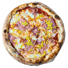 9.COTTO E MAIS / pomodoro, mozzarella fior di latte, tal.šunka cotto, kukurica