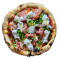 8. BURRATA E CRUDO / pomodoro, mozzarella fior di latte, mozzarella burrata, prosciutto crudo (sušená bravč.šunka) rukola, extra virgin olivový olej
