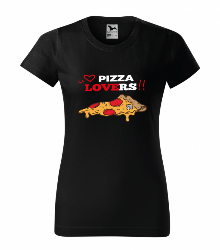 Tričko s potlačou "PIZZA LOVERS" - Strih trička: Dámske, Veľkosť trička: S, Farba: čierna