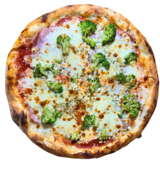 50.BROCCOLI (mozzarella fior di latte, šunka, brokolica, niva, cesnak, rajč.základ)