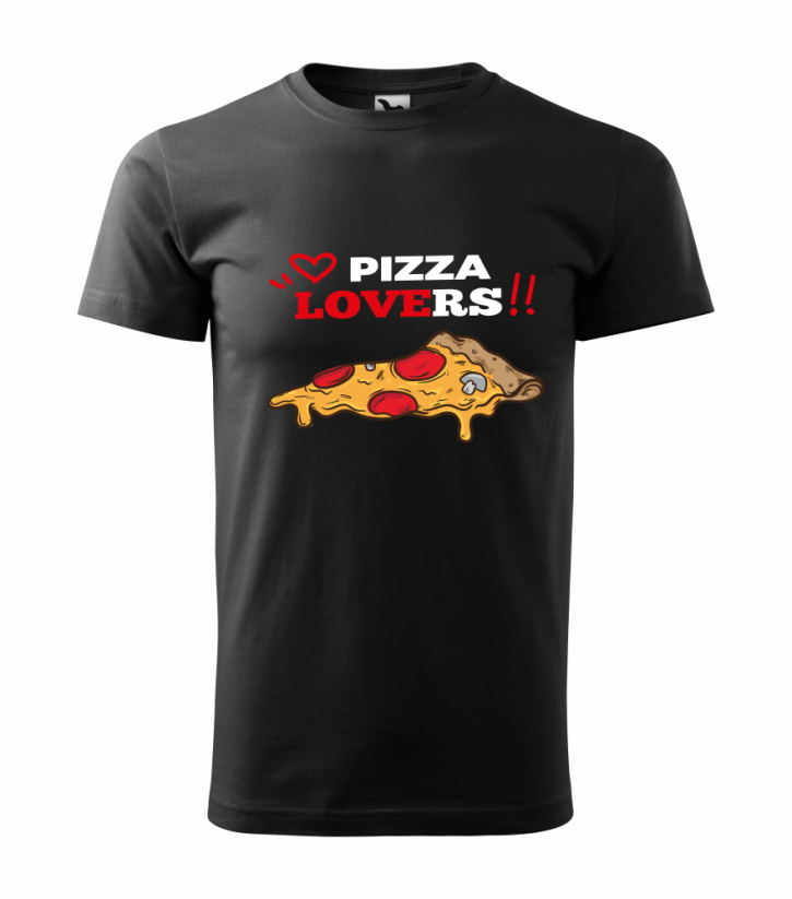 Tričko s potlačou "PIZZA LOVERS" - Strih trička: Pánske, Veľkosť trička: XXL, Farba: čierna